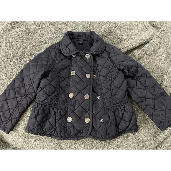 Baby Gap‎ Quilted Navy Blue Pea Coat with Sherpa Lining 4