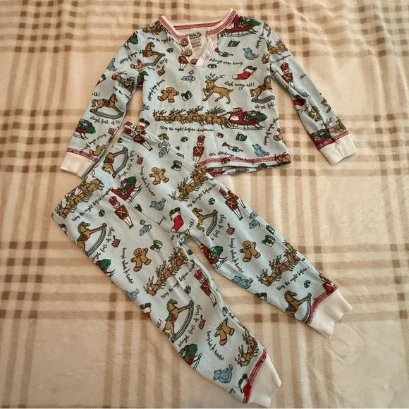 Mud Pie Baby Christmas Pajamas Set Twas The Night Before Christmas Blue 9-12M