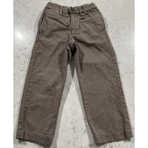 GAP Kids Boys 5 Regular Brown Pinstripe Chino Pants Flat Front Trousers