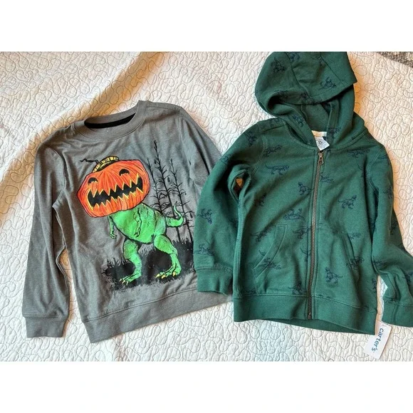Boys' Dinosaur‎ Halloween Shirt & Hoodie Set Size 5t & 4-5 #409