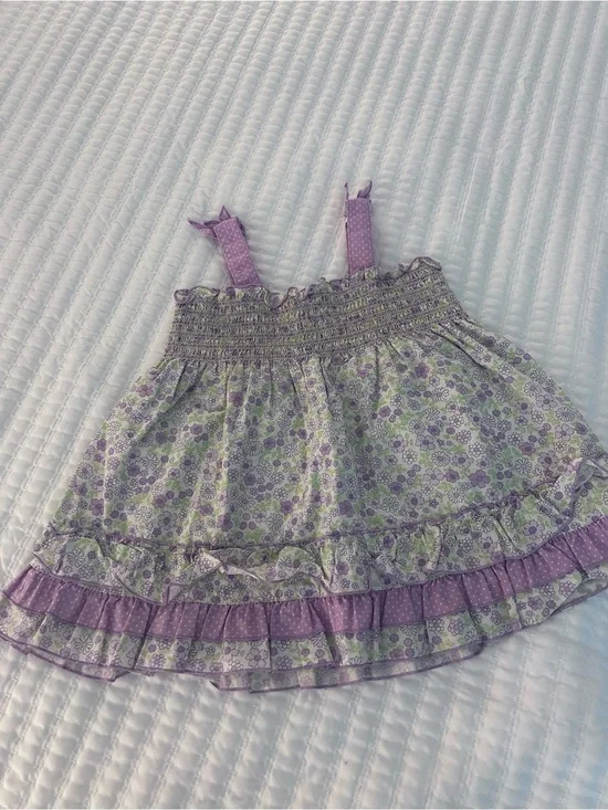 Carter's Lavender & Green Floral Smocked Dress with Ruffle Hem.    Size 24M