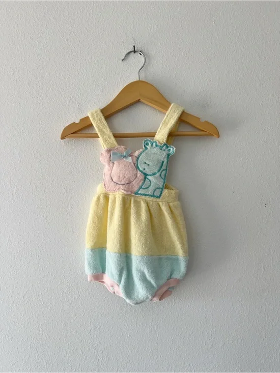 CARTERS | Vintage Terry Romper Giraffe Lion 80s 90s | 12 mos