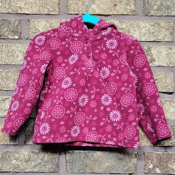 Carter's Maroon Floral Pullover Hoodie Size 24 Months