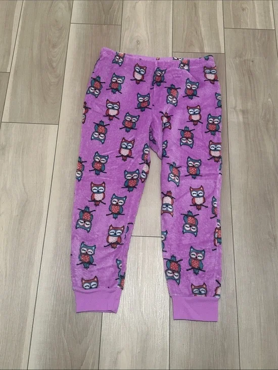 wonder nation Brand Purple Plush Owl Pajama Bottoms Girls Size XL 14 16