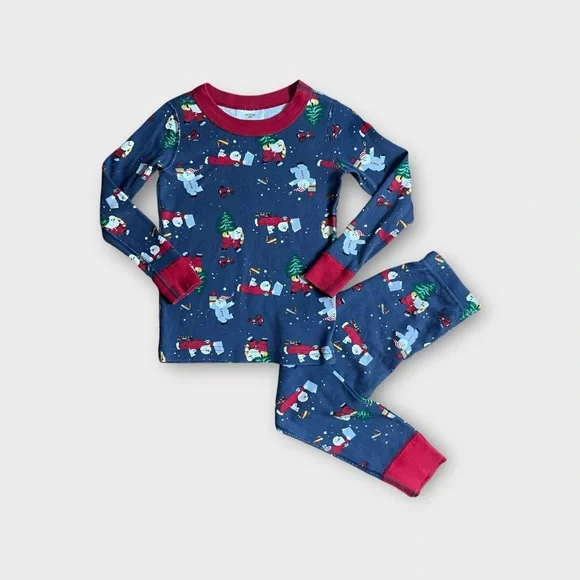 Hanna Andersson Holiday Santa Christmas Print Organic Pajamas