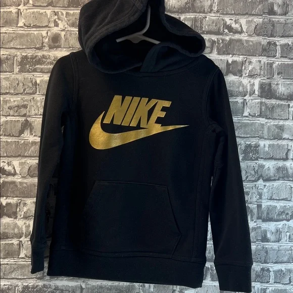 Girl's Nike Hoodie in Black‎ with Gold Swoosh