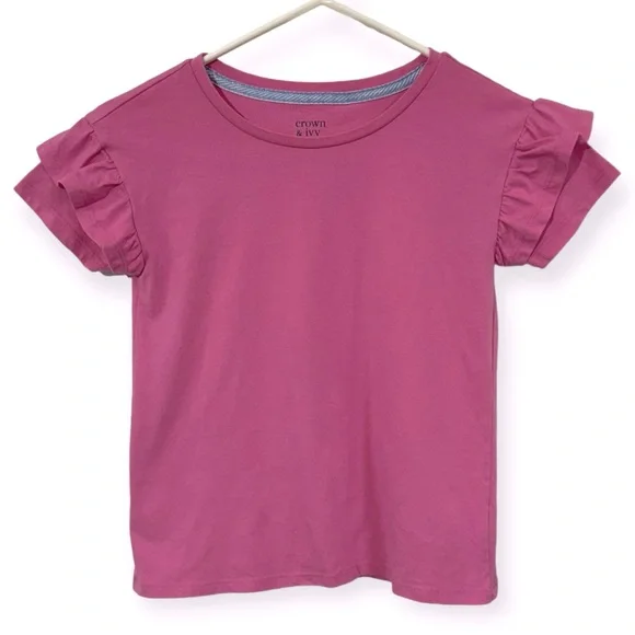 Crown & Ivy Girls Ruffled T-shirt Blouse Size‎ M
