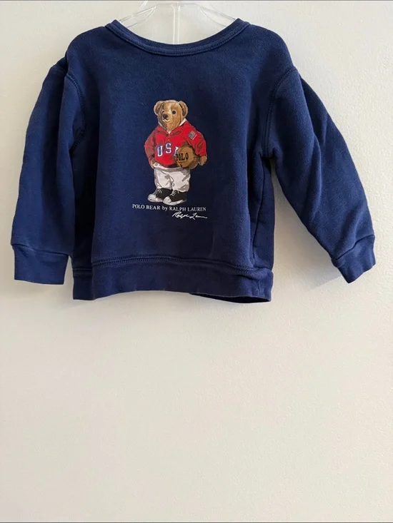 Ralph Lauren Navy Polo Bear Crewneck Sweatshirt - Kids