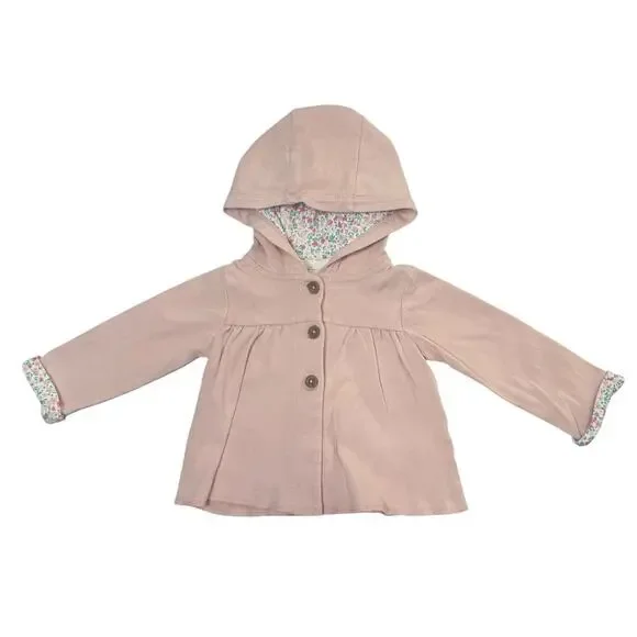 Carter's Button Up Sweater Baby Girl Hooded Pink 9 Months