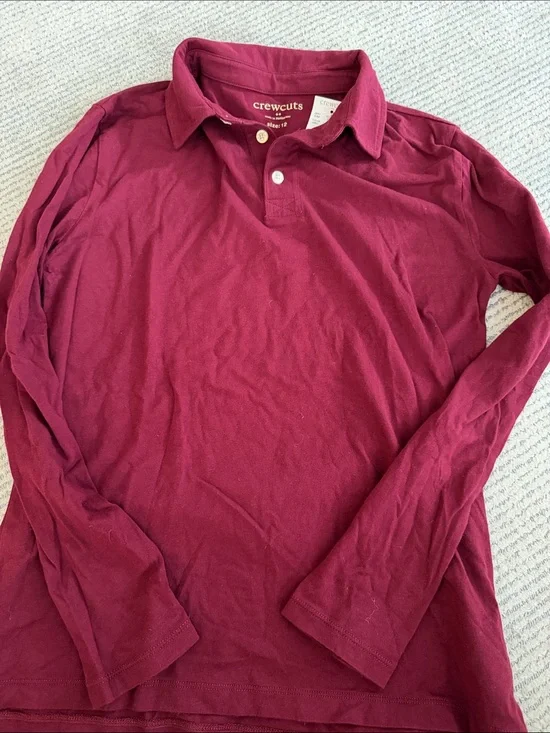 NWT Crewcuts size 12 Long-Sleeve Polo in Wine Red