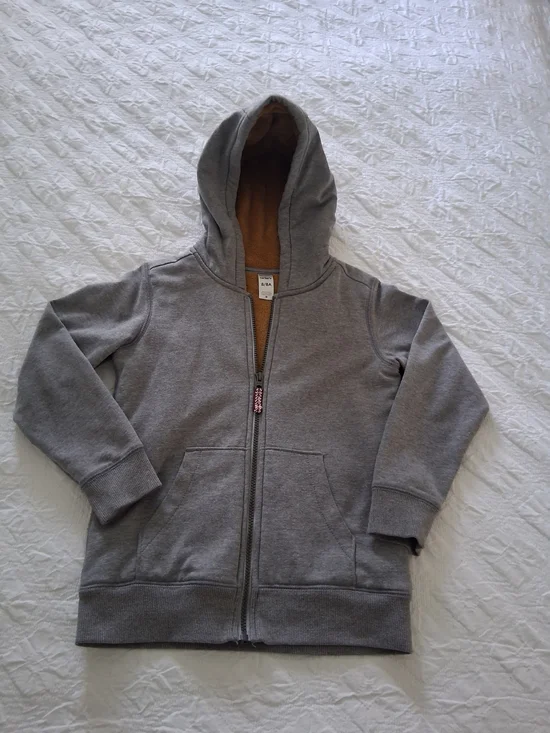 Carter's  Boy's Gray Hooded Zip-Up Sweatshirt Size 8 Years Cozy Outdoors School