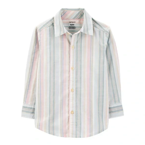 Carter’s Boys Striped Button Down Shirt 3T Multicolor