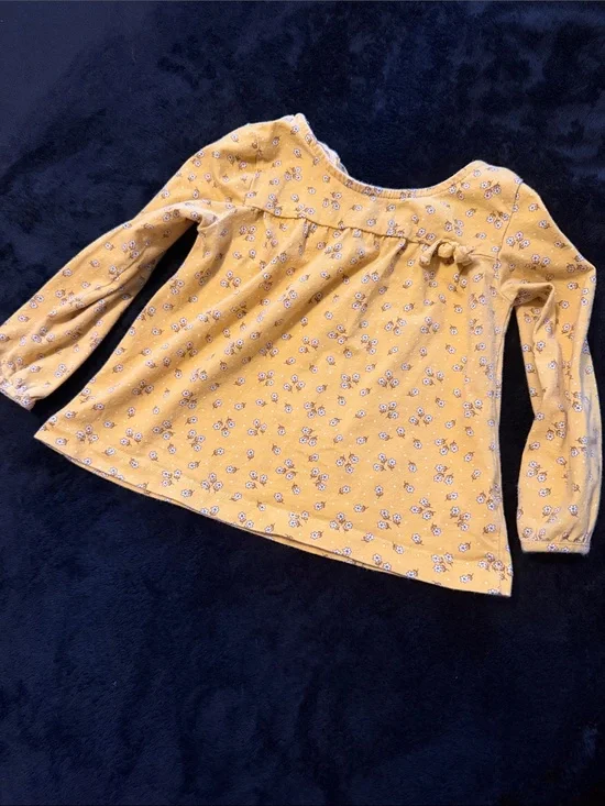 Carter's Mustard Floral Long-Sleeve Peplum Top
