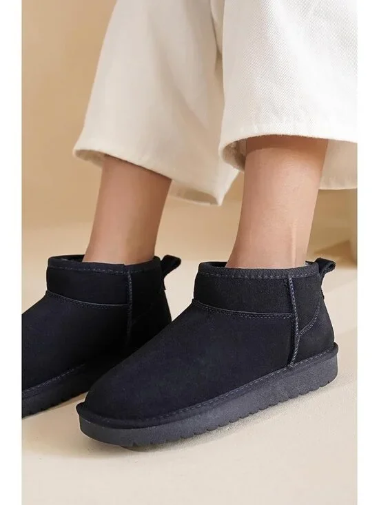 Womens Navy Suede Cloud Water Resistant Genuine Leather Comfortable Ankle Boots