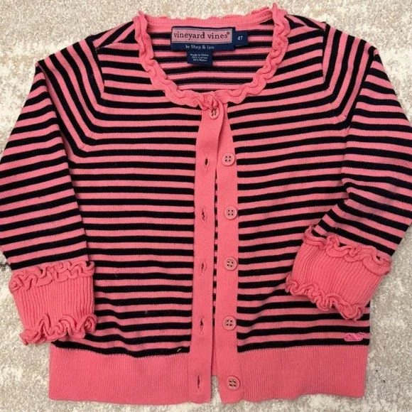 Vineyard Vines‎ Girls Striped Preppy Button Up Sweater cardigan