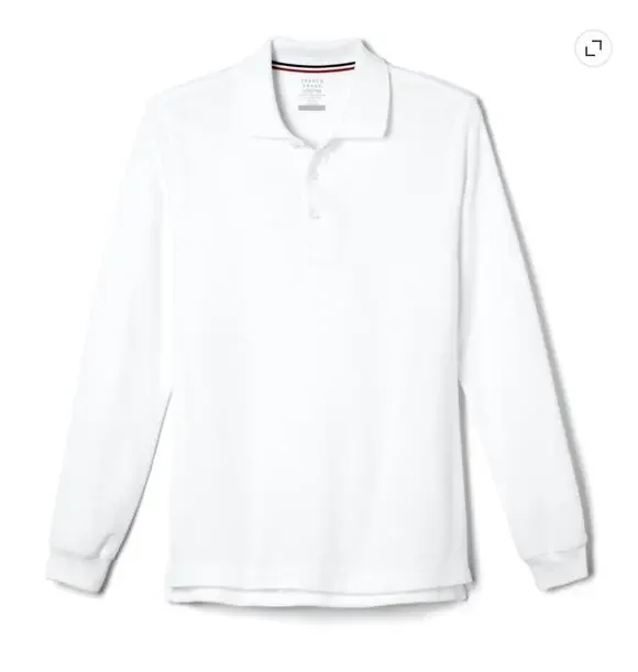 NEW! French Toast XXL 18/20 Long Sleeve Pique Polo Shirt White