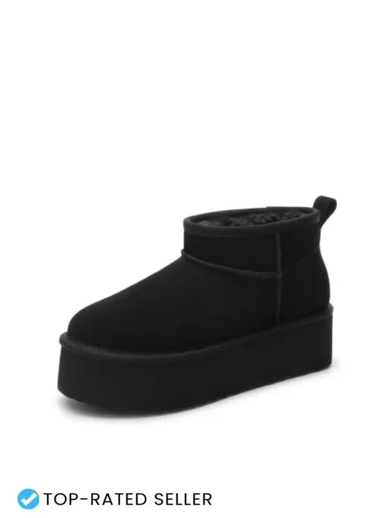 DREAM PAIRS Women's Platform Fuzzy Lined Ankle Boot Suede Faux Fur Winter Shoes
