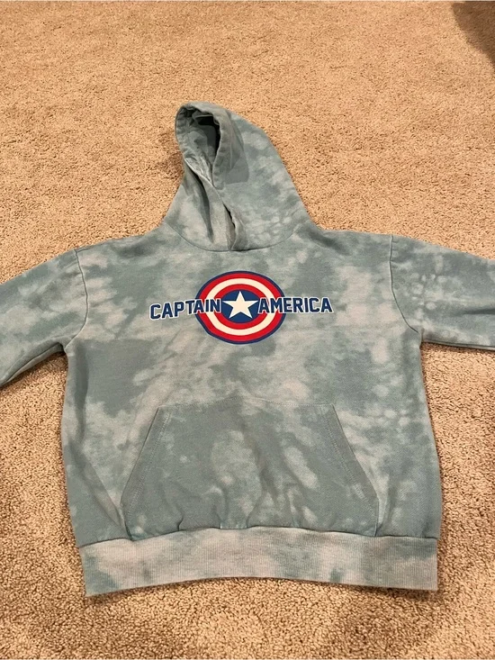 Marvel Captain America Tie-Dye Crewneck Hoodie - Light Blue
