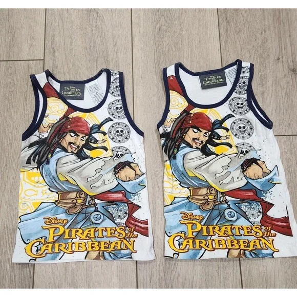 Disney Pirates‎ of the Caribbean Jack Sparrow Tank Tops Set of 2 Kids Size 4/5