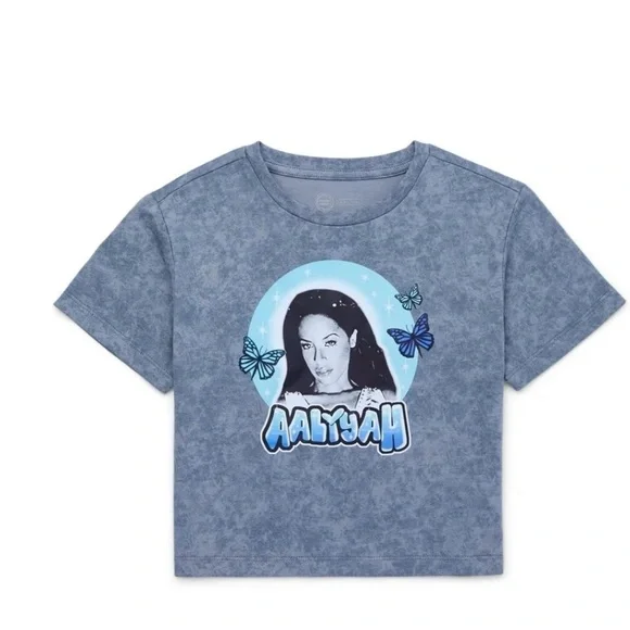 🔴 3/$12 Aaliyah Blue Graphic T-Shirt! NWT! Size‎ 18.