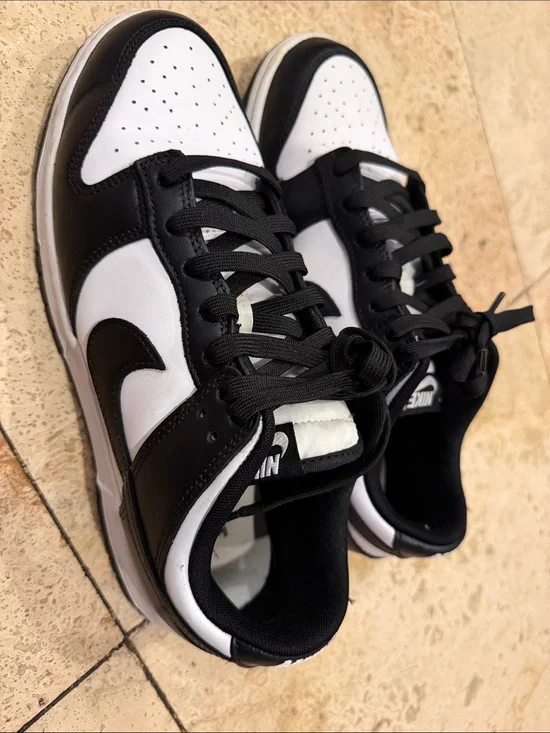 Nike Kids Black and White Low-Top Sneakers with Swoosh