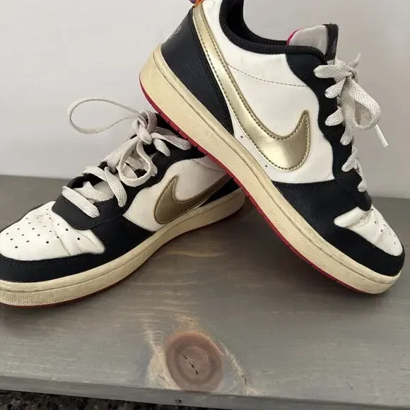 Nike Court Borough Low 2 SE Summit Youths White/Black Shoes DJ0040-100 Sz 5Y