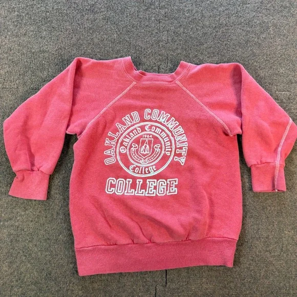 Vintage 70's rare Velva Sheen Oakland Community College Sweatshirt Kids Medium