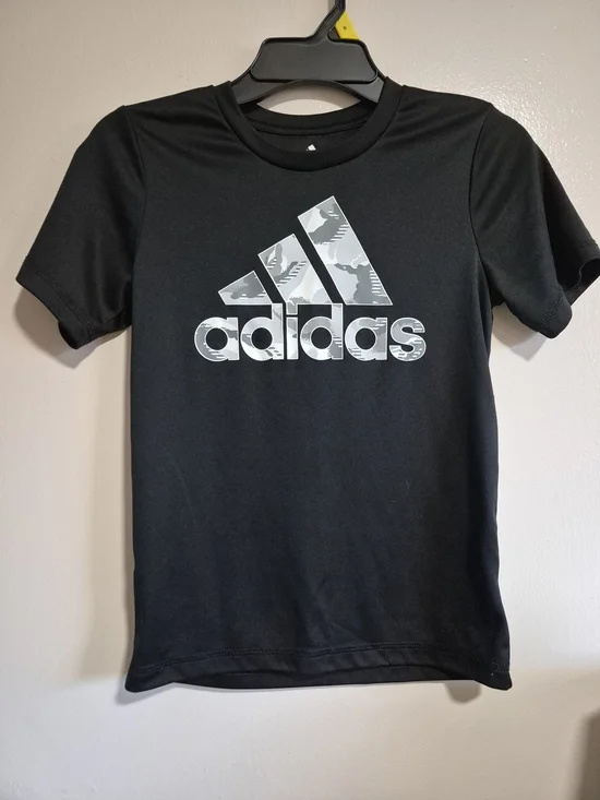 adidas Black Short-Sleeve Logo Tee Size 6