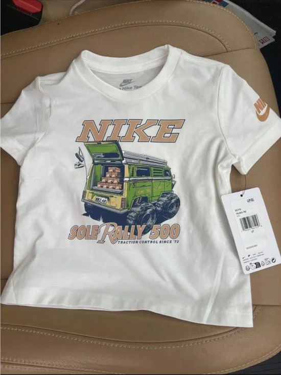 Nike White Tee with Green Rally Van Graphic