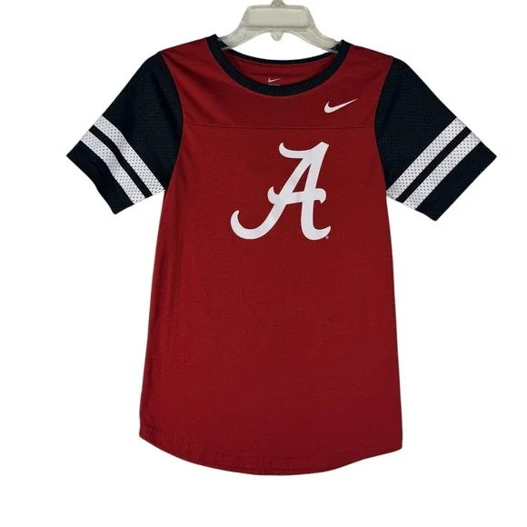 Nike Alabama Crimson Tide Kids XS Red Black Mesh Sleeve Jersey T-Shirt SU16HAB
