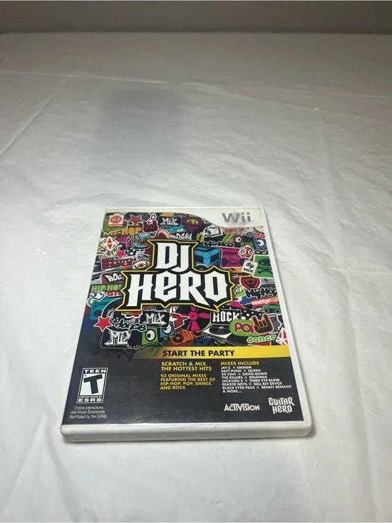 DJ Hero (Nintendo Wii, 2011) NO TURNTABLE, Game Disc, Case, & Manual ONLY.