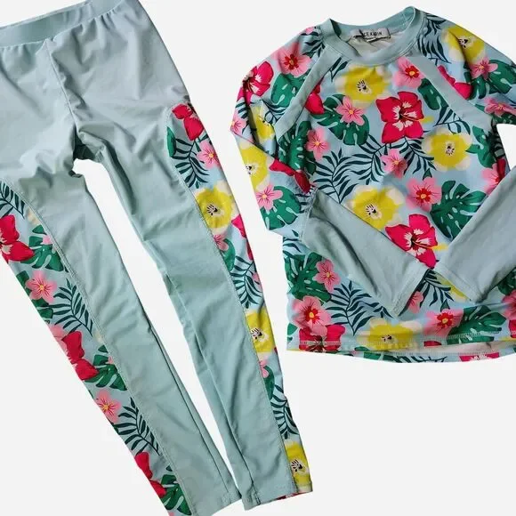 GRACE KARIN Girl's 2pc Rash Guard Swim Set, Size 10Y