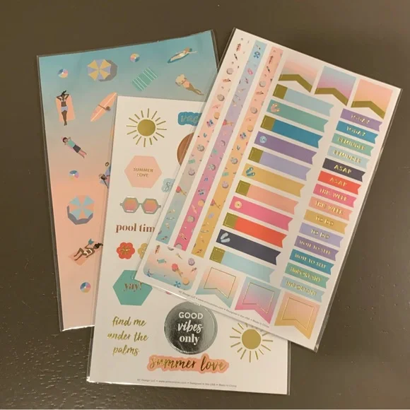 Erin Condren Summer SSB Sticker Sheets-Set of 3 Sheets