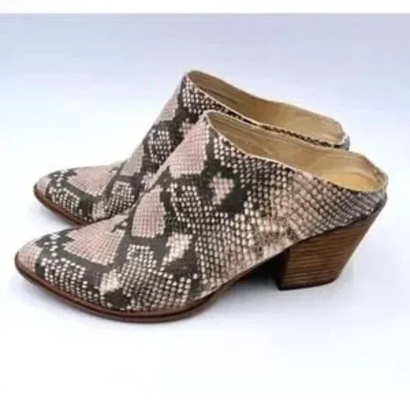 Dolce Vita Mules Size 8.5 Snake Skin Slip On Heel Booties $150