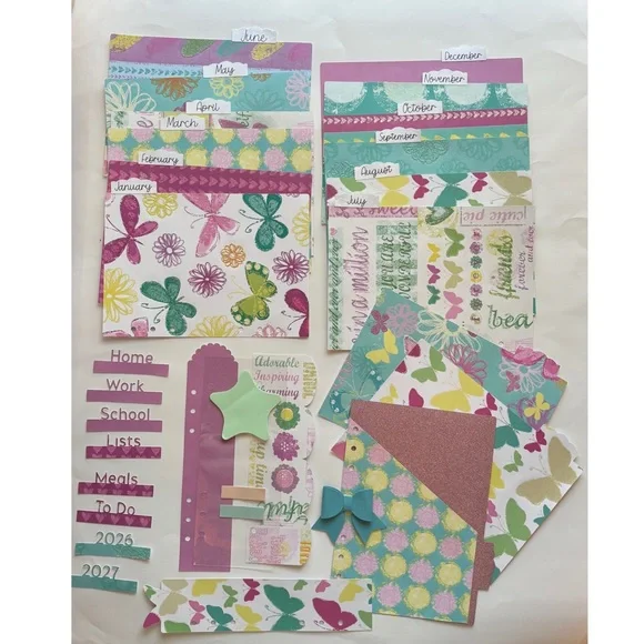 28 Colorful Butterfly Hearts A5 Planner Monthly Dividers Set