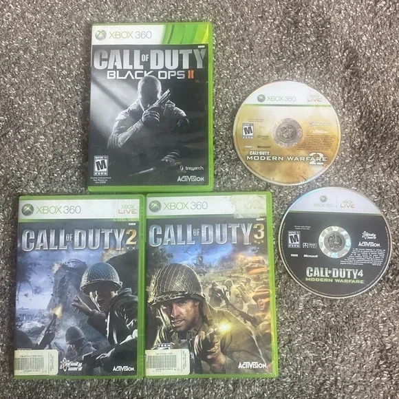 Call of Duty Xbox 360 Games 2, 3, Black Ops II, Modern Warfare 2 & 4