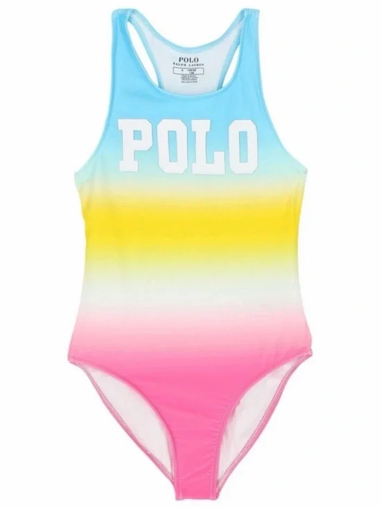Polo by Ralph Lauren Kids Tie Dye One-Piece Swimsuit - Blue/Yellow/Pink