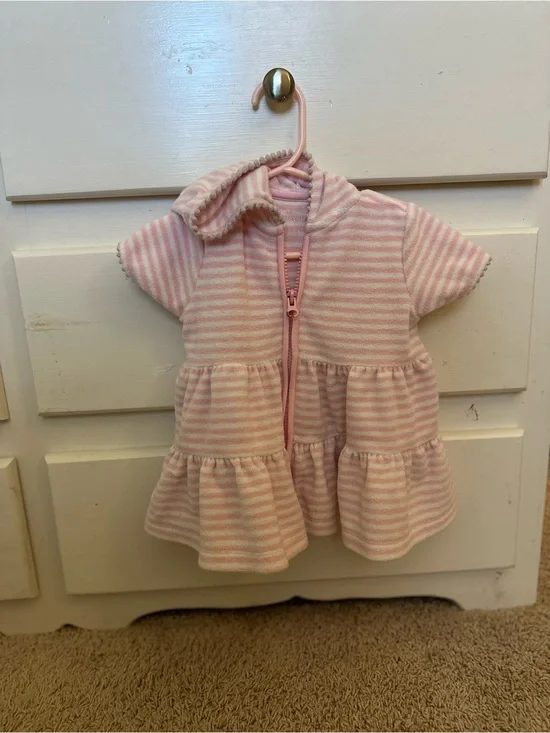 Kids Pink Striped Hooded Swim Coverup