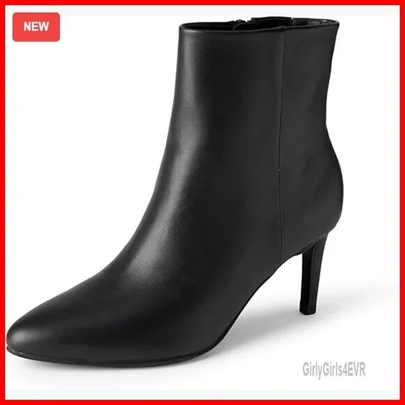 Women's Stiletto Heel Ankle Boots with Memory Foam Insole, Side Zip