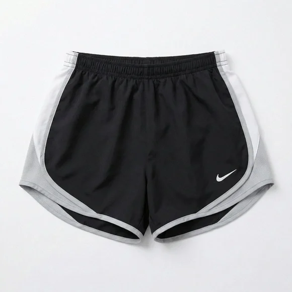 Nike Girls Tempo Running Shorts Black White Grey Dri Fit Size 6