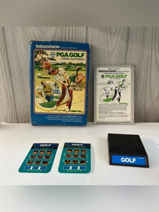PGA Golf Intellivision CIB Complete w Overlays Tested Game Cartridge Manual Set