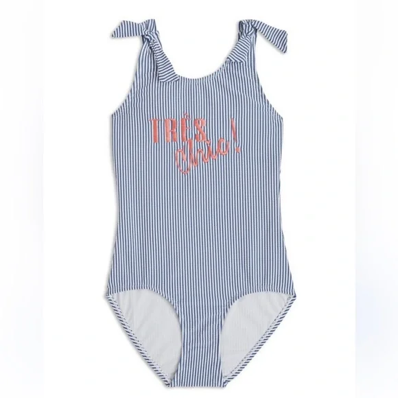 Blue & White Stripe One-Piece Swimsuit - Très Chic