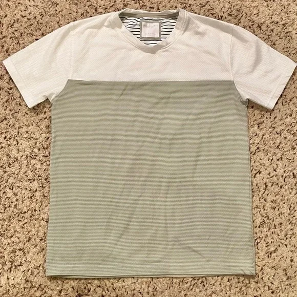 Denim & Flower Ricky Singh‎ Green/White Color Block Shortsleeve Shirt Boys 13/14