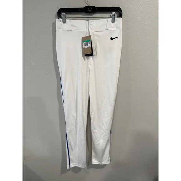 Nike Boys XL White Baseball‎ Softball Pants Blue Side Stripe DX9171-100 NWT