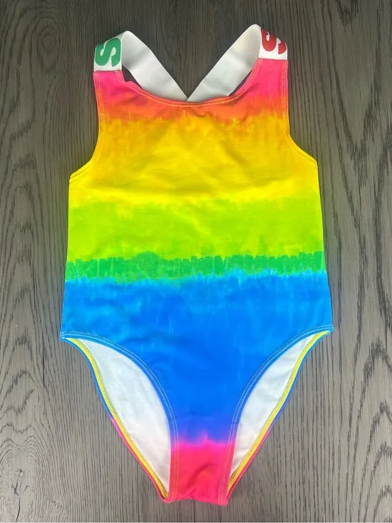 Stella McCartney Kids Rainbow Girls Swimsuit, Size 10
