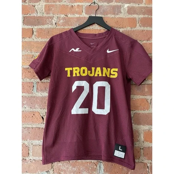 NWT Nike Mesh Flag Football Jersey Youth Boy's Large‎ Red Trojans #10 Dri-Fit