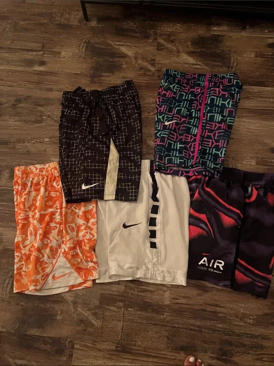 Nike Kids Athletic Shorts Set — White, Black, Orange, Pink, Teal