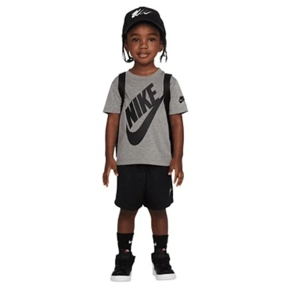 Nike Kids Sportswear Futura Logo T-Shirt Grey Heather Size 7 L 6-7 Years