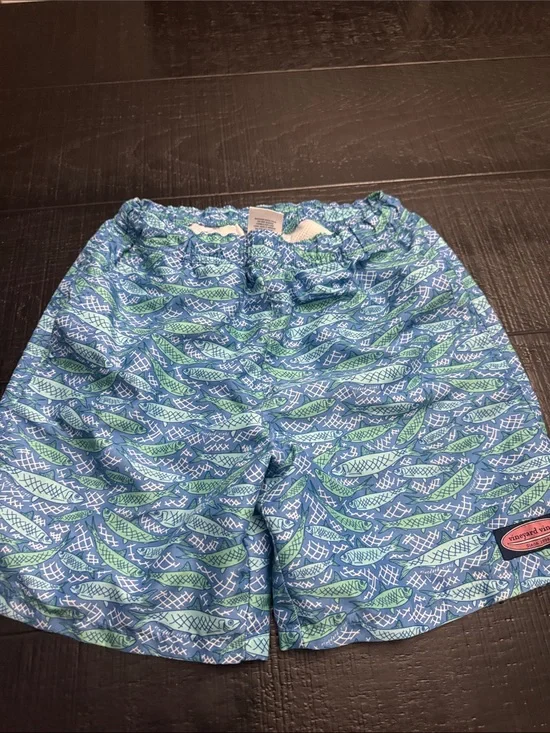 Vineyard Vines Blue & Green Fish-Print Bermuda Shorts