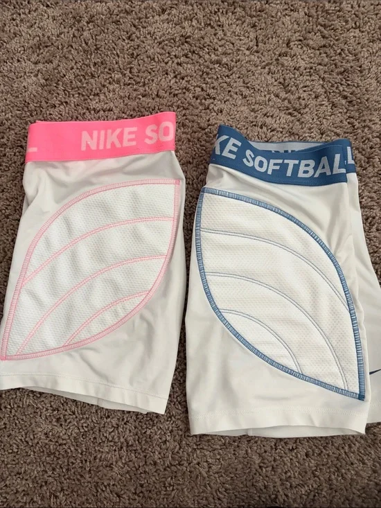 Nike Kids White Sliding Shorts with Pink and Blue Waistbands